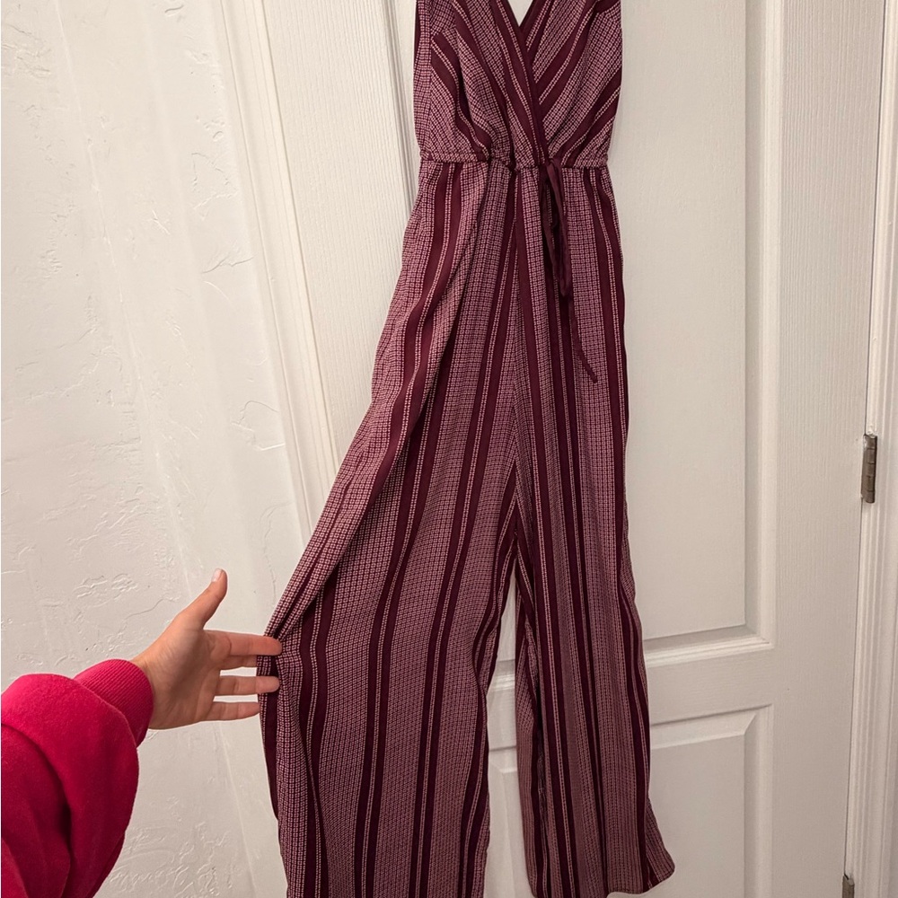 Band of Gypsies Burgundy and White Striped Jumpsuit